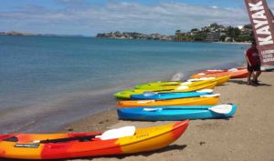 Kayaks at mission bay auckland new zealand